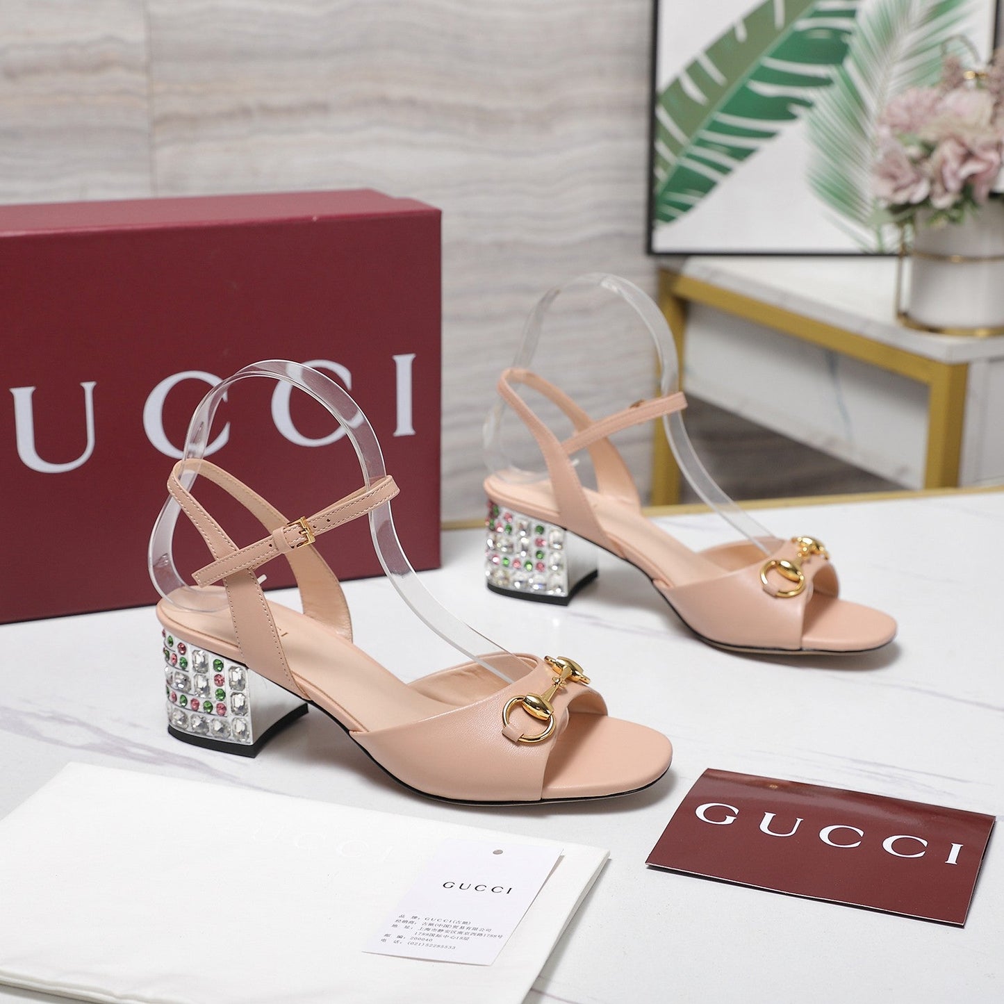 GG 26ss Sandals 55 Light Pink Beige Sheepskin 601096