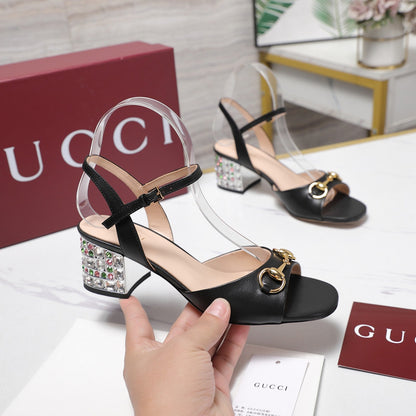 GG 26ss Sandals 55 Black Beige Sheepskin 601098