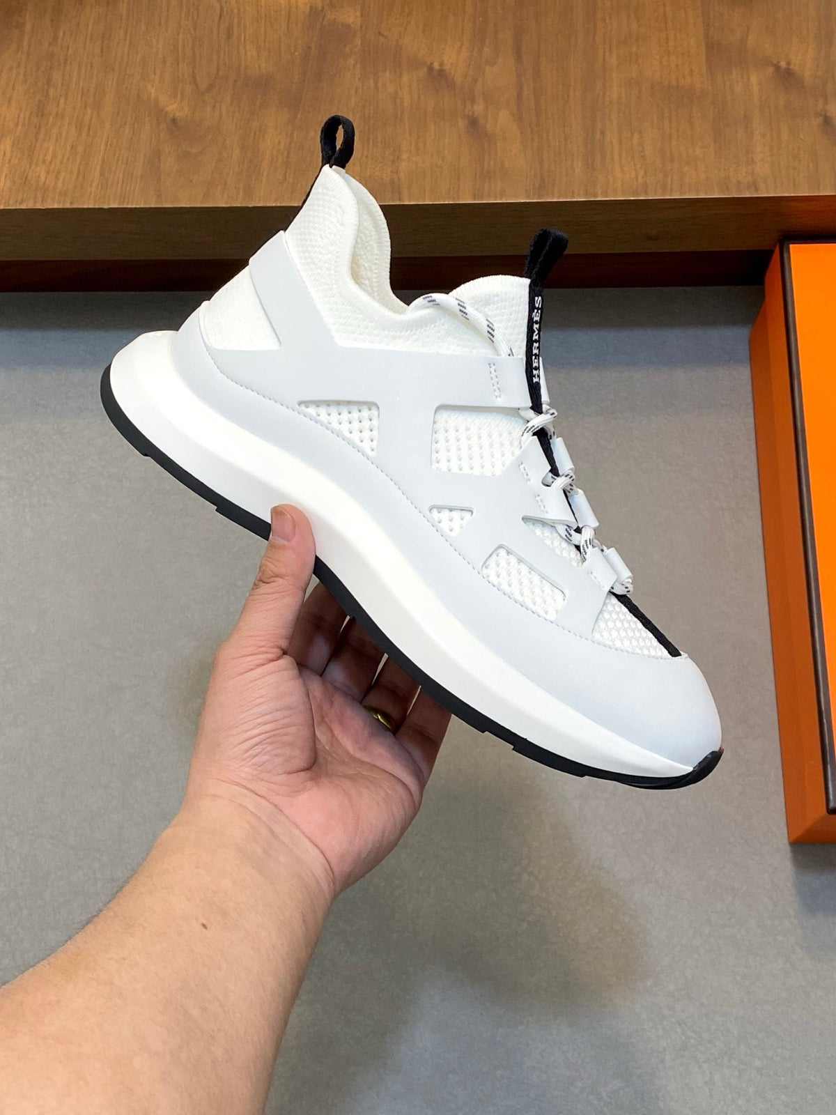 HM Men's Katana Sneaker White Calfskin 620161
