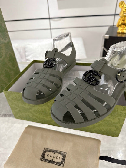 GC 25 Glossy Black Double G Sandal Dark Green Rubber 292426