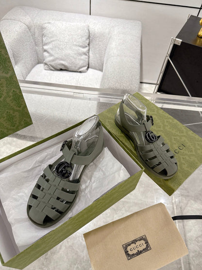 GC 25 Glossy Black Double G Sandal Dark Green Rubber 292426