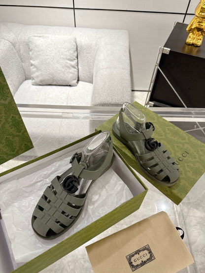 GC 25 Black Double G Sandal Dark Green Rubber 292428
