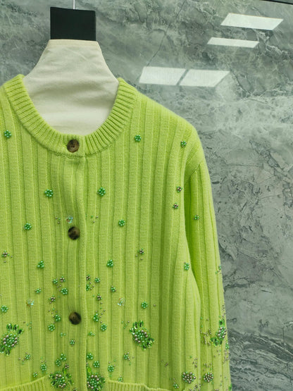 Gucci Cardigan Green Wool Cashmere 289093