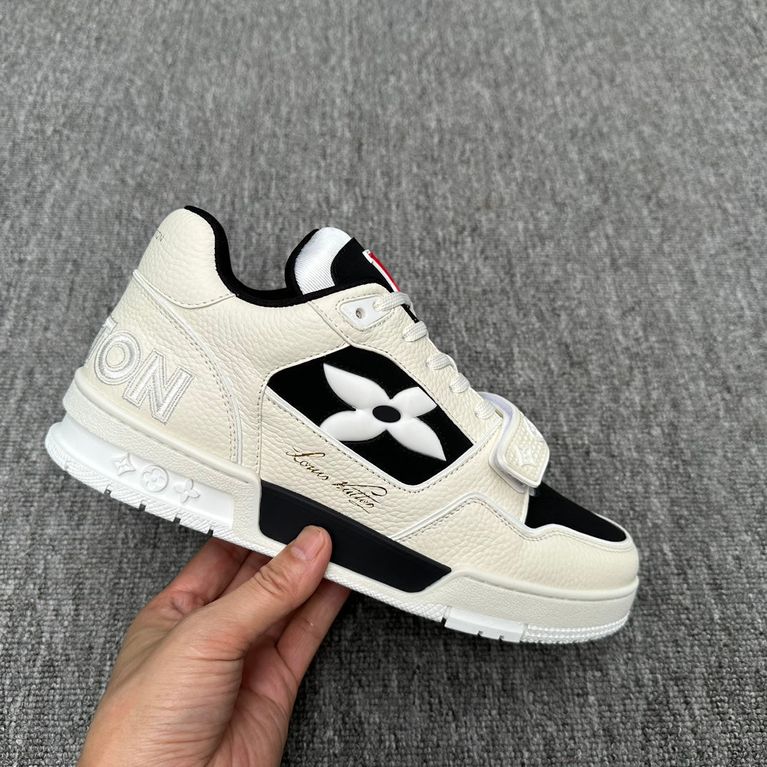 LV TRAINER WHITE MIX BLACK MONOGRAM CALFSKIN