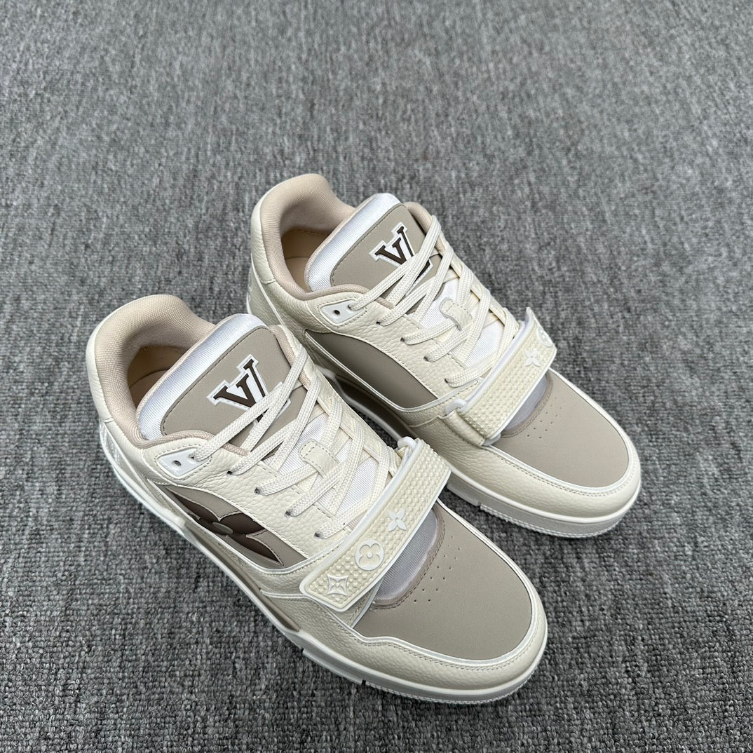 LV TRAINER WHITE MIX GREY MONOGRAM CALFSKIN