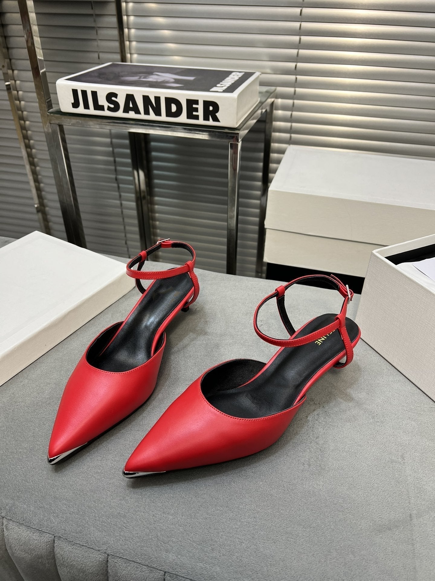cl kitten 50 with metal toe red calfskin