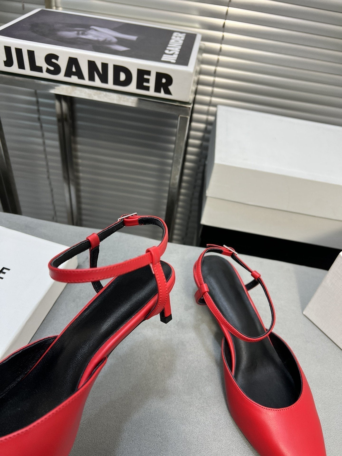 cl kitten 50 with metal toe red calfskin