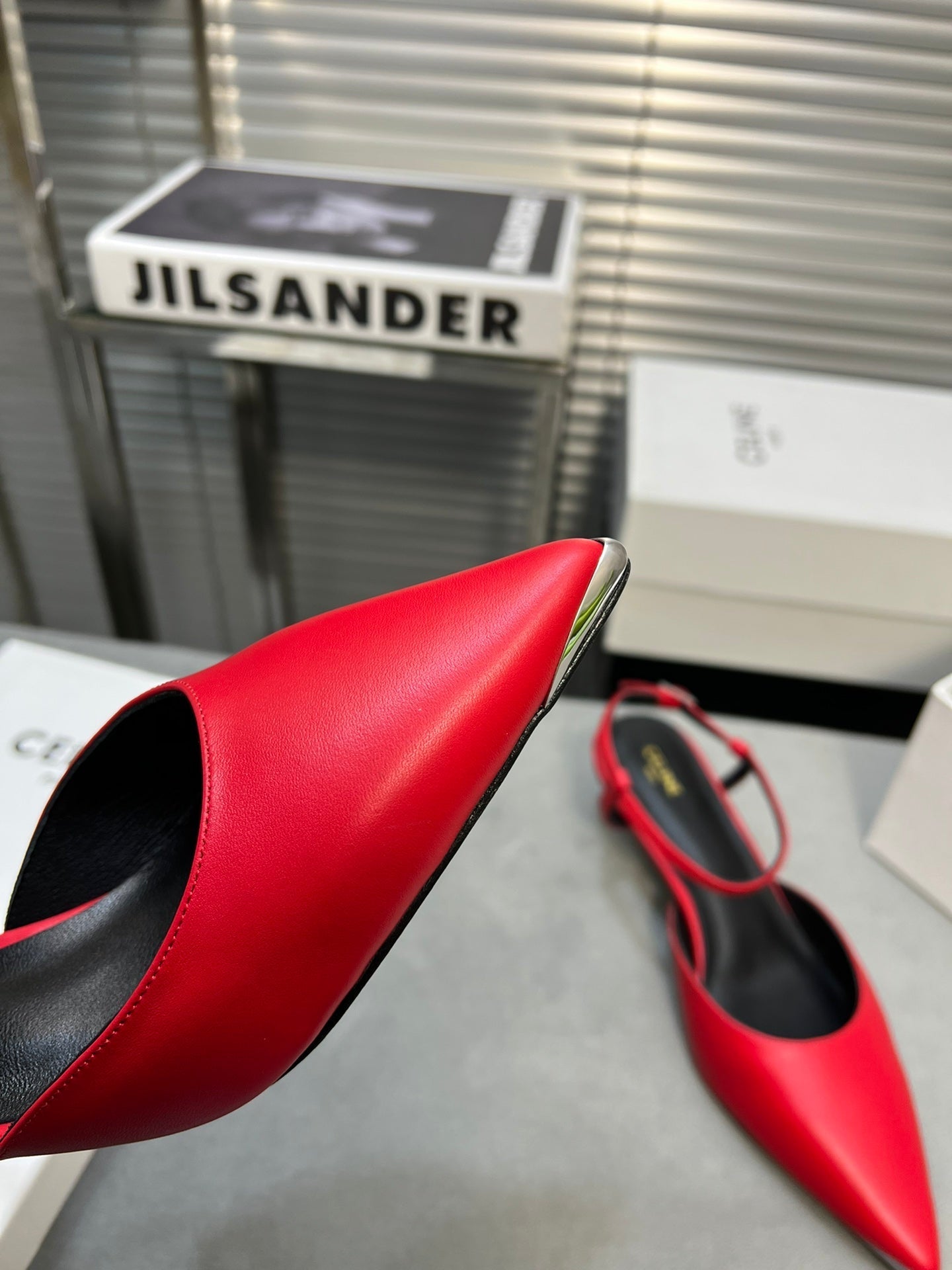 cl kitten 50 with metal toe red calfskin