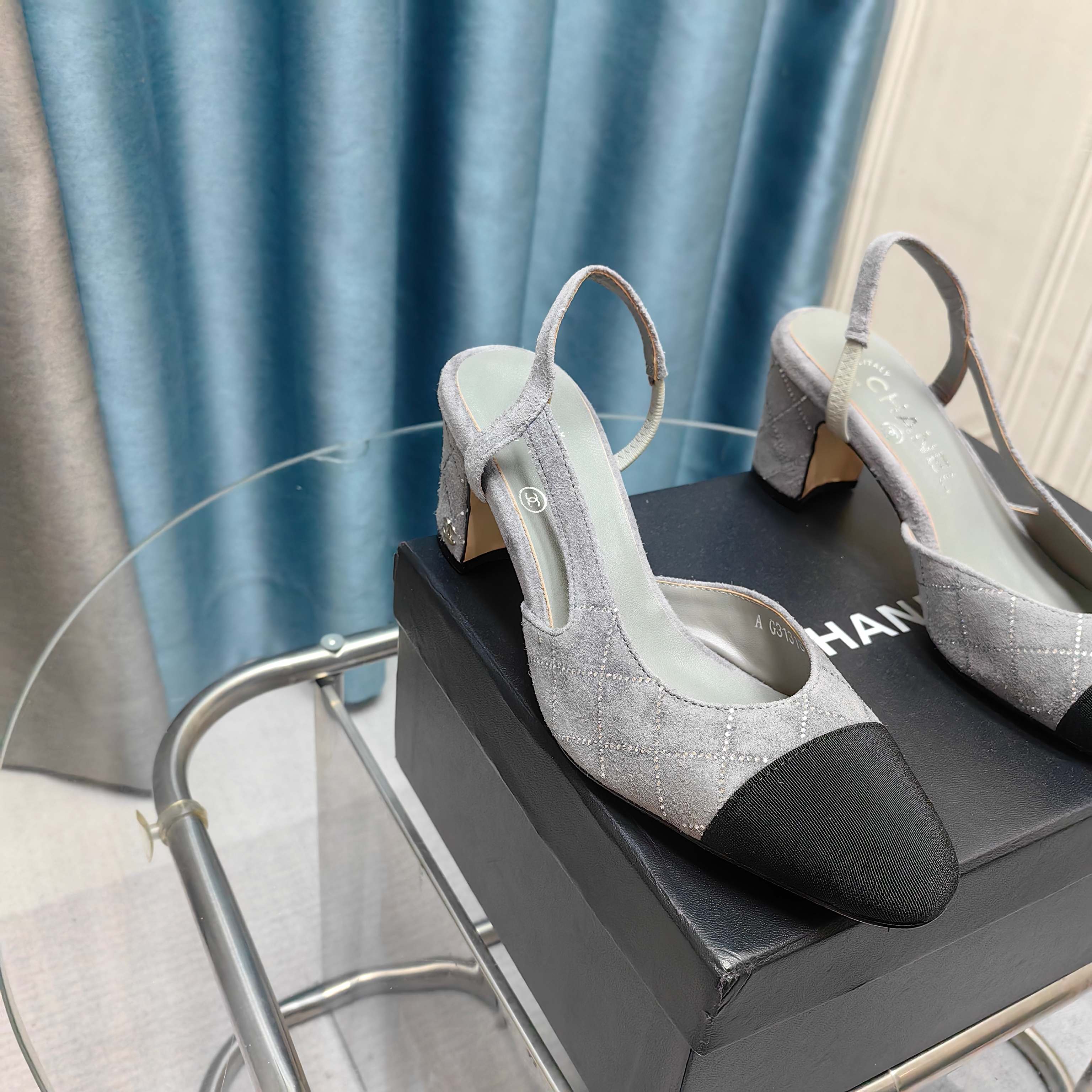 CC 25 Slingback 6.5cm Grey Suede