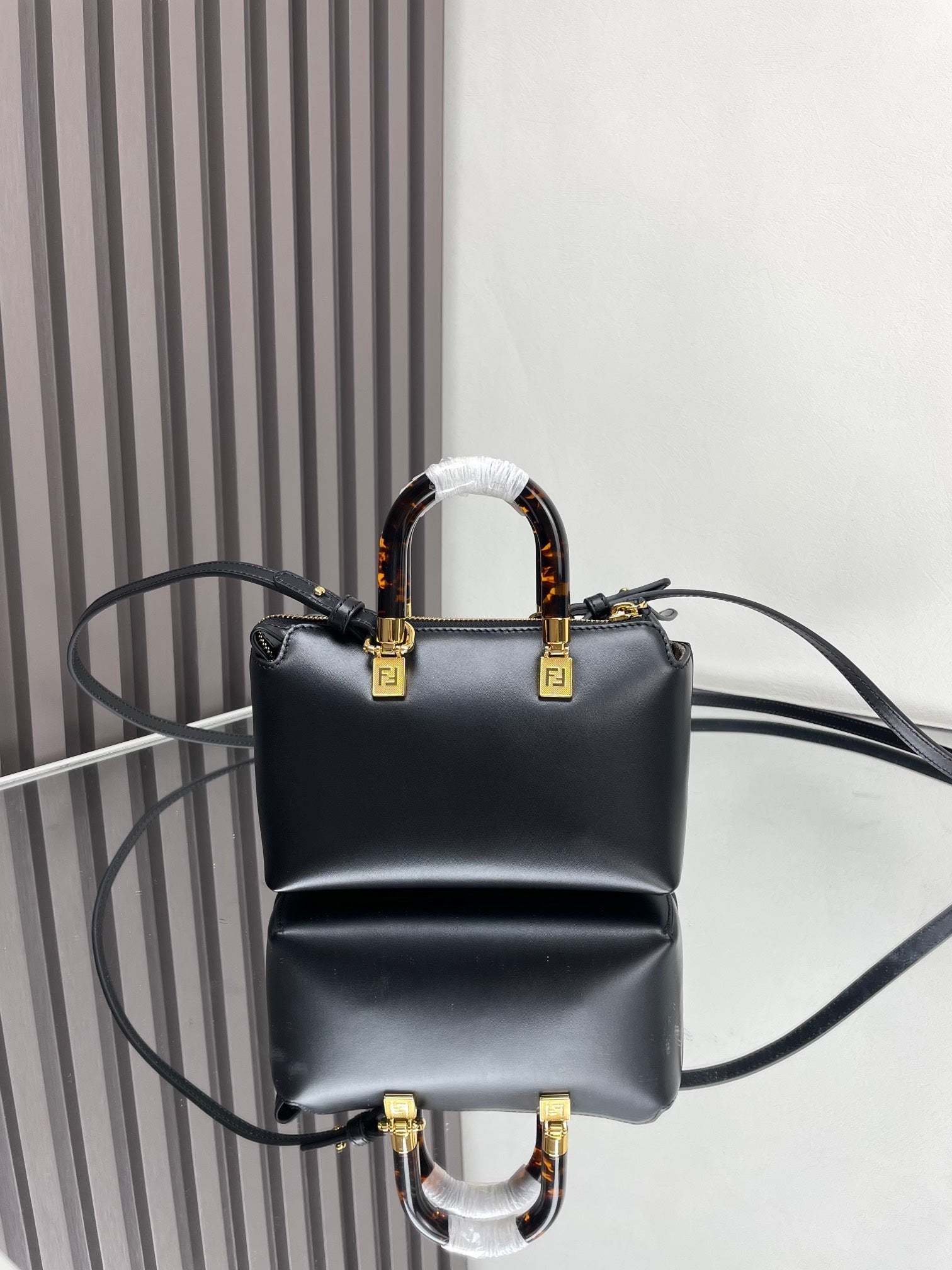 BY THE WAY MINI 18 IN BLACK EMBOSSED CALFSKIN GOLD HARDWARE