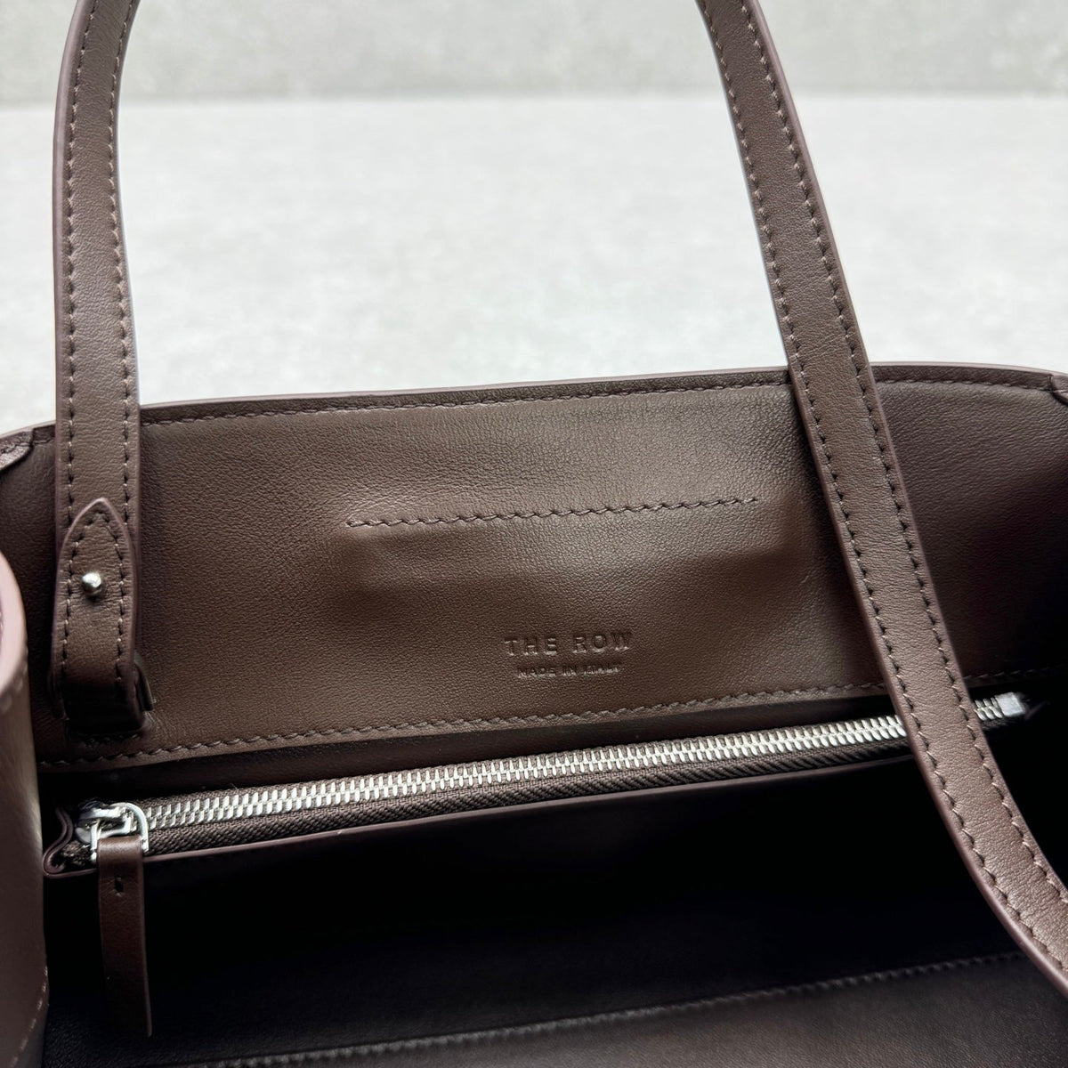 The Row 2025 Peggy Clutch 28cm Chocolate Leather