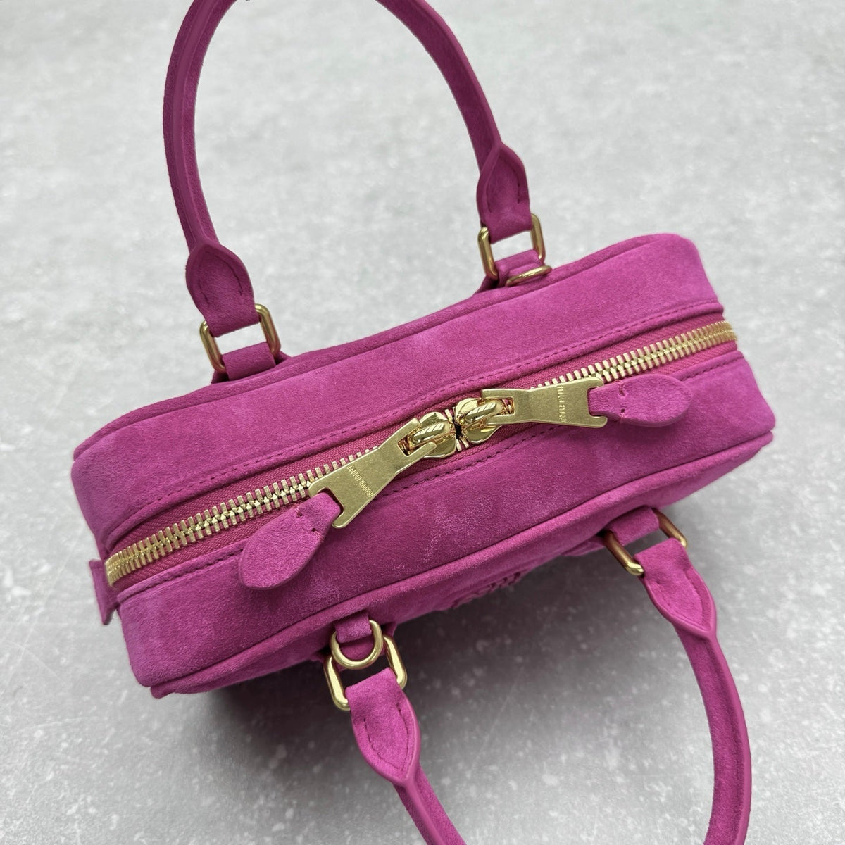 Miumiu 2026 Arcadie Top-Handle Bag Hot Pink Suede