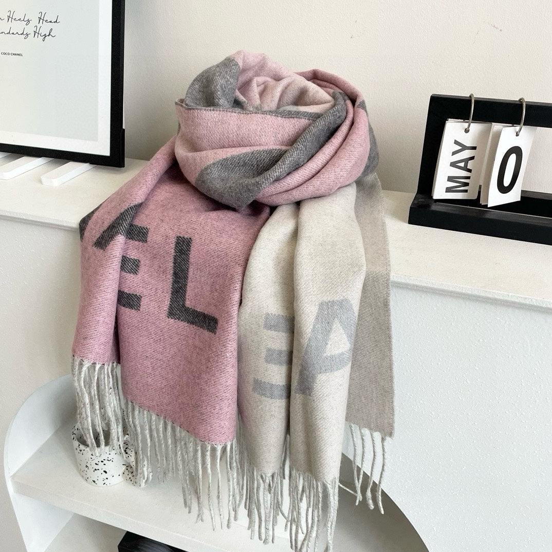 CC Scarf 200 CM In Light Grey Mix Pink Cashmere 405495