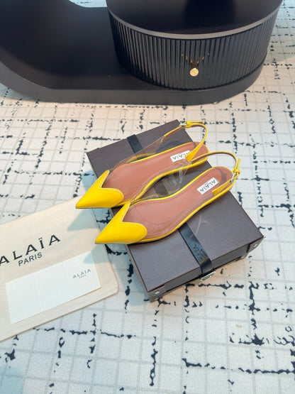Alaia Heart Flat Slingbacks Yellow Sheepskin 800939