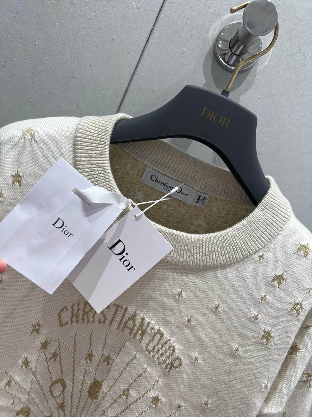 CD Star Sweater Beige Cashmere Jacquard 209709