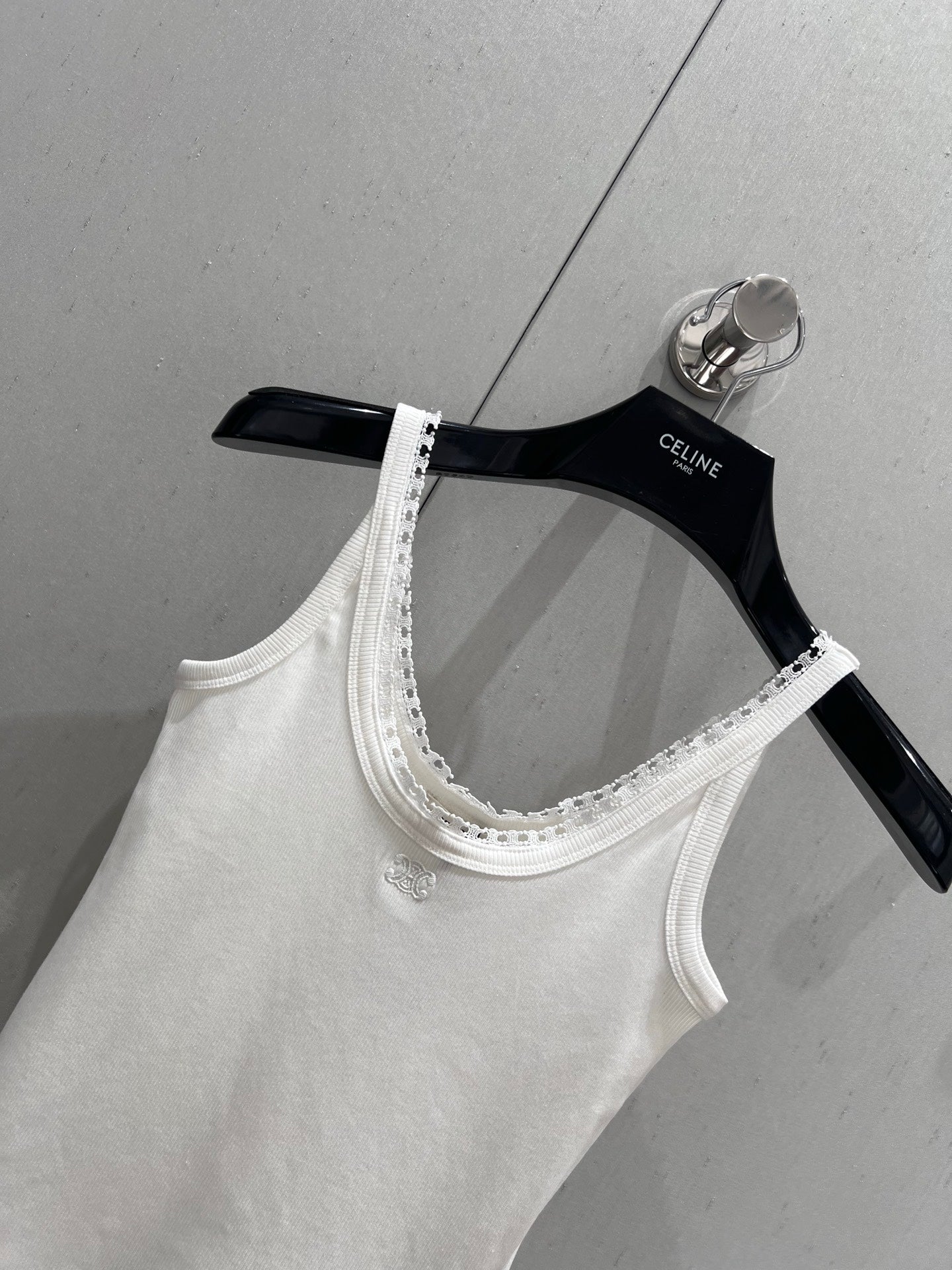 Celine 25 Lace Vest Camisole White Cotton Silk 215160