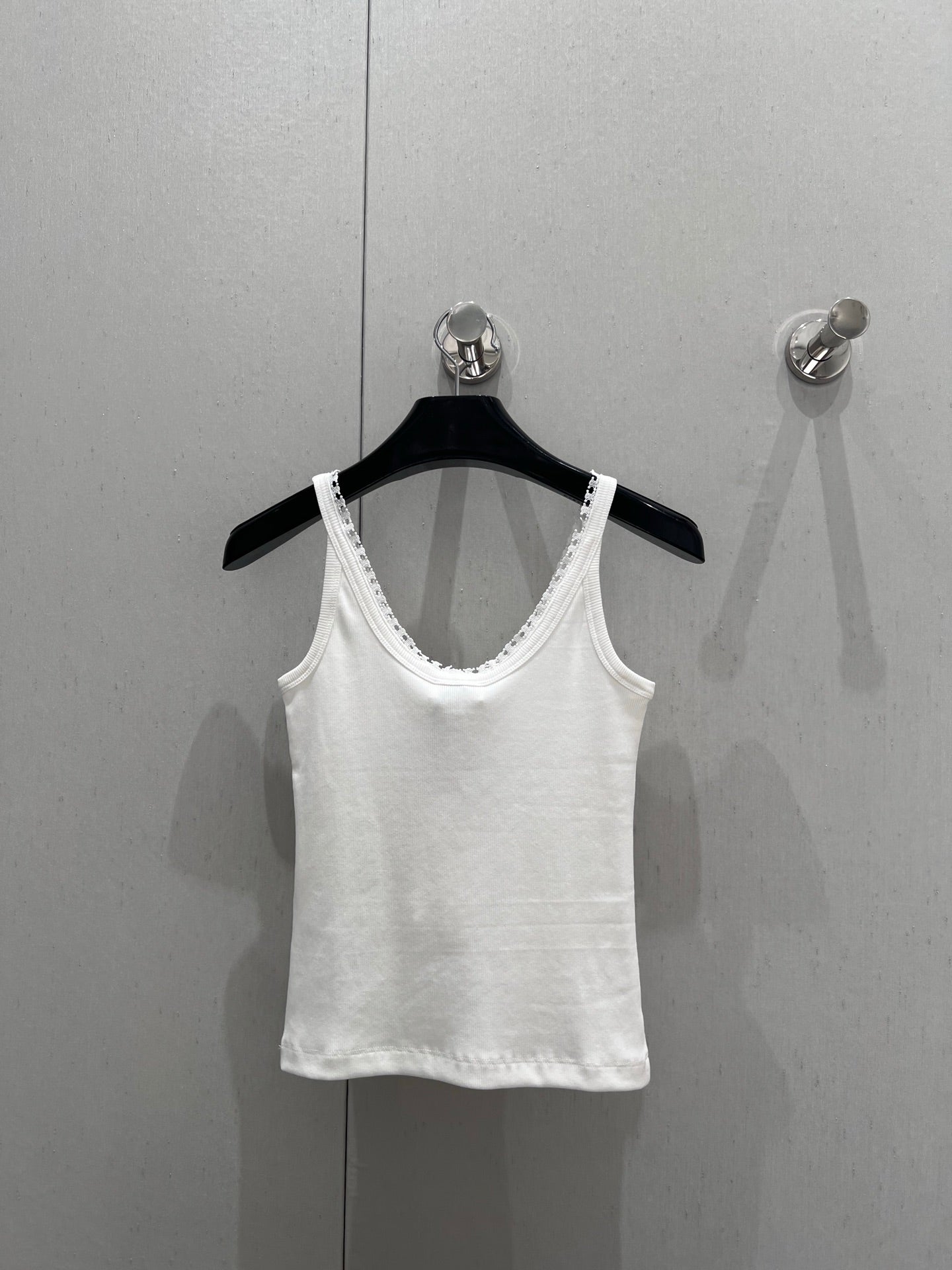 Celine 25 Lace Vest Camisole White Cotton Silk 215160