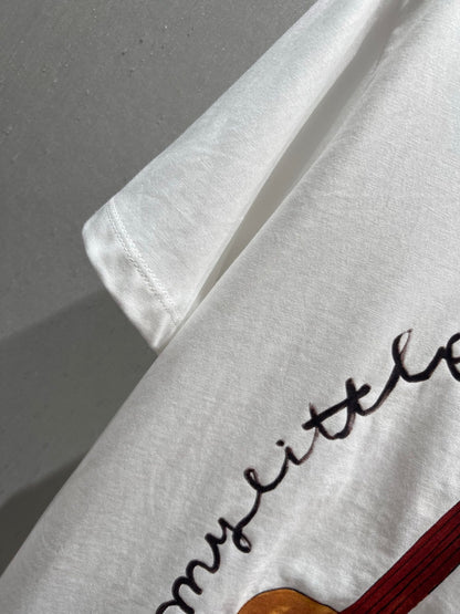 Gucci 25 Cartoon Guitar Print Short-sleeved T-shirt White Cotton 215699