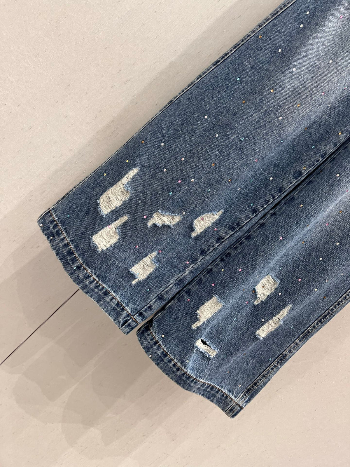 Loewe 25 Diamond Hole Straight Jeans Blue Cotton 217426