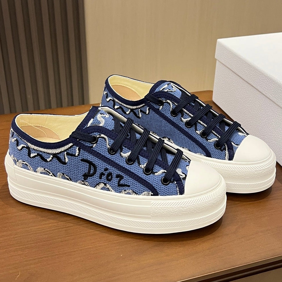 Dior 2026 Walk'n'Dior Platform Sneakers Navy Blue Canvas 960120