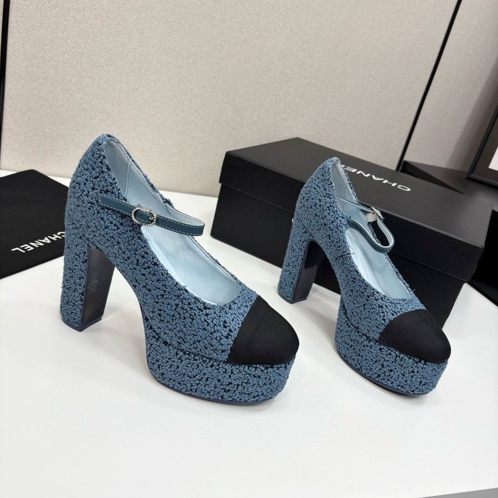 CC 25S Mary Jane Platform 11cm Calfskin Tweed