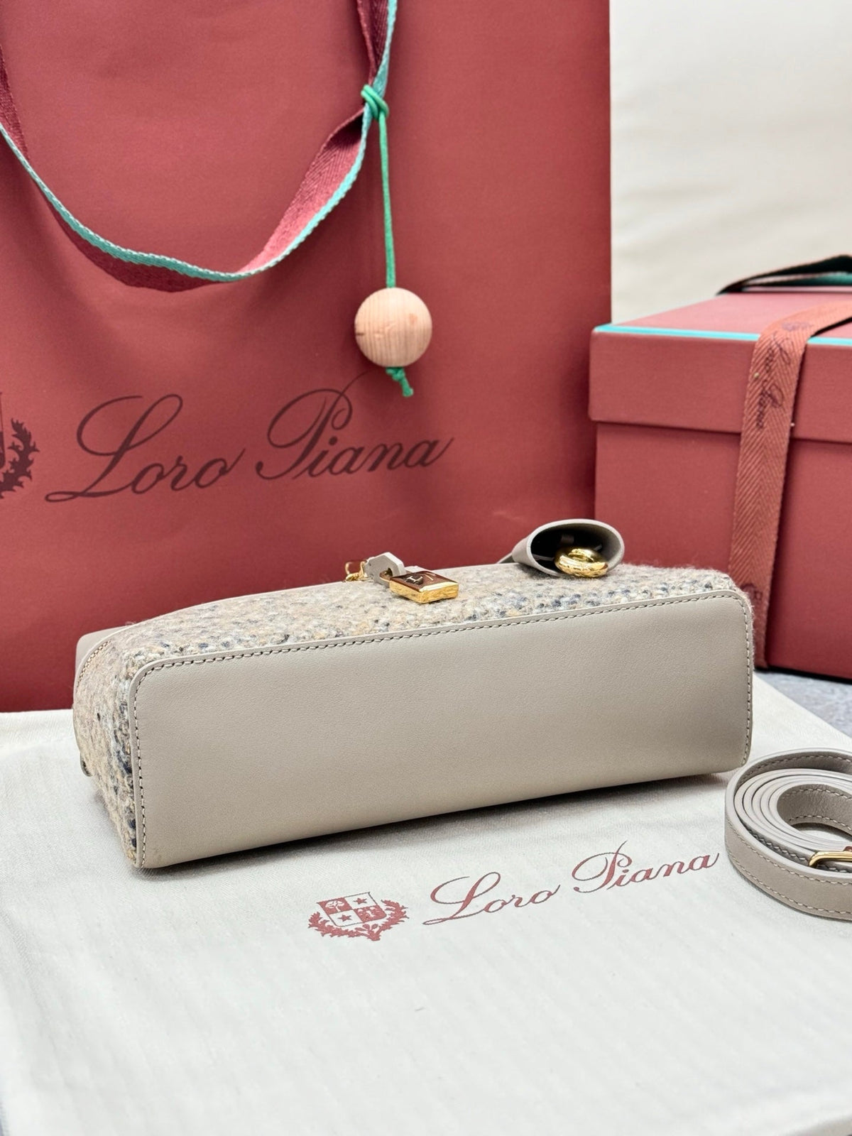 LP 2026 Extra Bag L23 Cream White mix Mild Brown Wool Leather