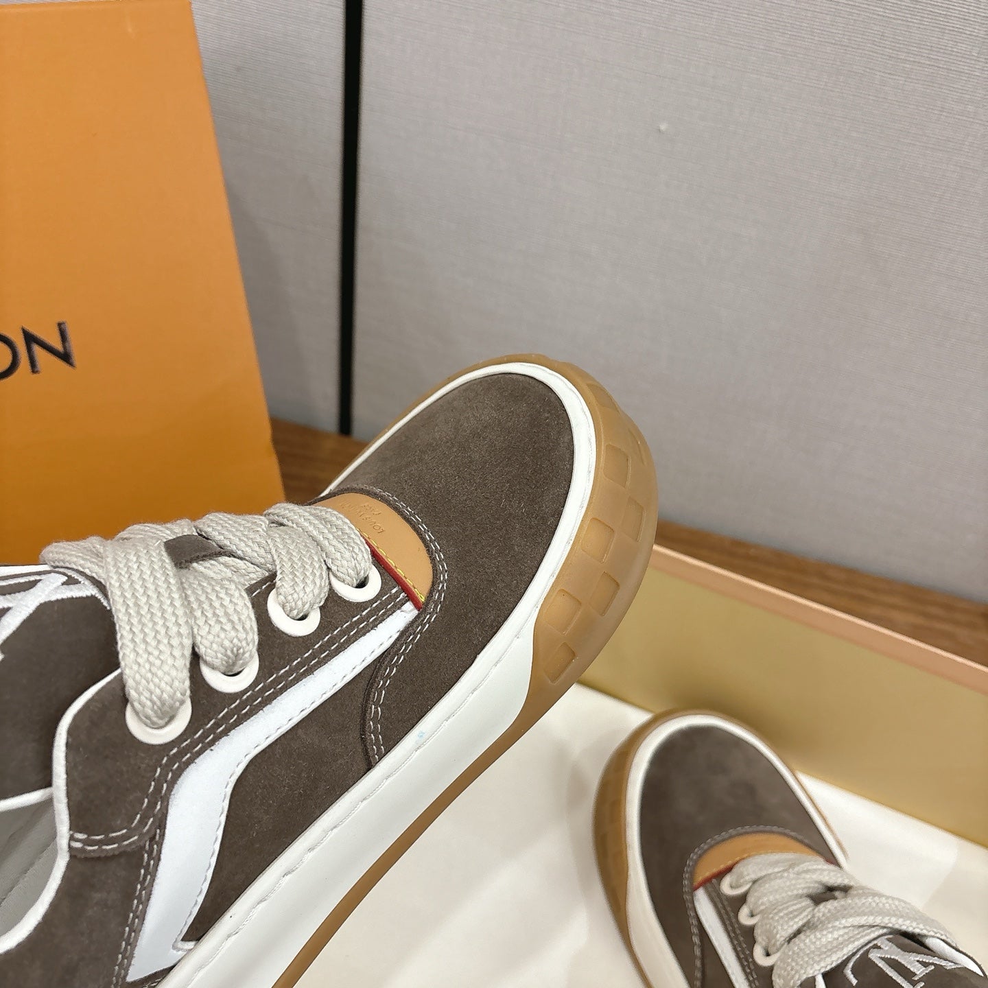 LV 2026 Tilted Sneaker Brown Suede Leather 594931