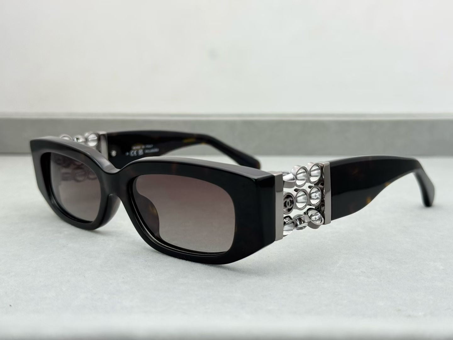 Chanel Rectangle Sunglasses 2026 Acetate & Glass Pearls