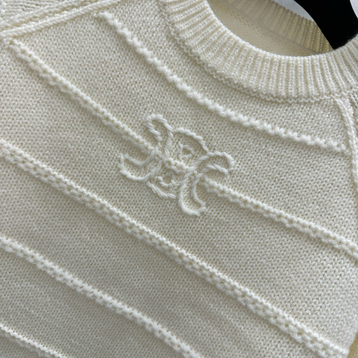 Celine 25 Sweater Ivory White Wool 286414
