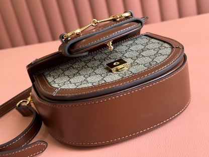 Gucci Horsebit Bag Ebony Mix Brown Leather 239810