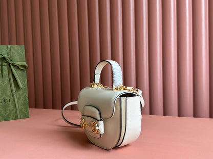 Gucci Horsebit Bag White Leather 239812