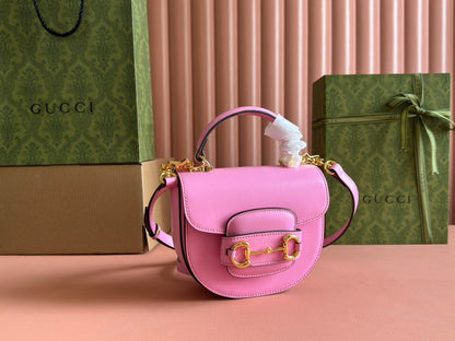 Gucci Horsebit Bag Pink Leather 239806