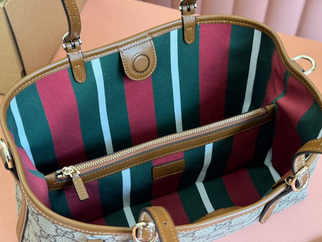 Gucci Ophidia 31cm Bag Ebony Brown Canvas 248566