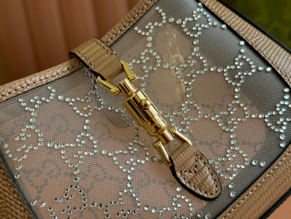 Gucci Jacket Bag Pink Lizard Rhinestones 248588