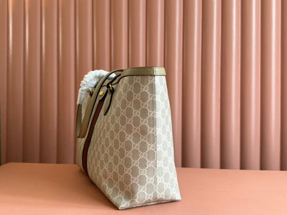 Gucci Ophidia 38cm Bag Beige White Leather Canvas 244453