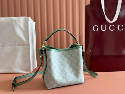 Gucci Ophidia 20.5cm Bag Green Canvas 244363