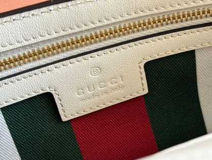 Gucci Emblem Mini Shoulder Bag Beige Canvas Leather 244542