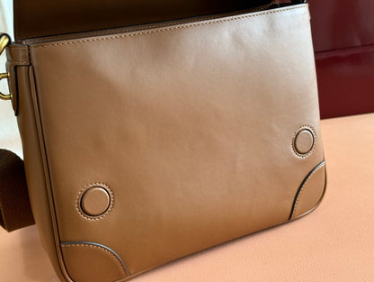Gucci Emblem Crossbody Bag Brown Calfskin 248360