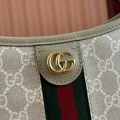 Gucci Ophidia 23cm Bag Beige White Canvas Leather 248271