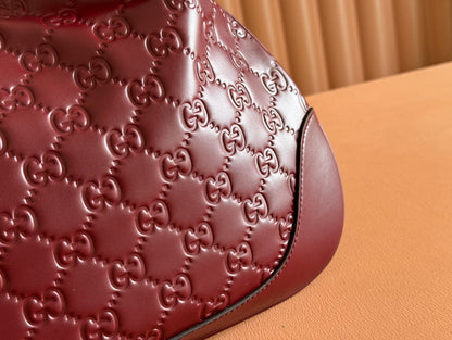 Gucci Body Double Lock Handbag Rosso Ancora Red Embossed Leather 248136