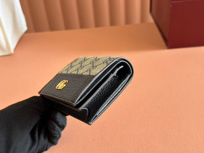Gucci Marmont Wallet Ebony Blue Black Canvas Leather 250958