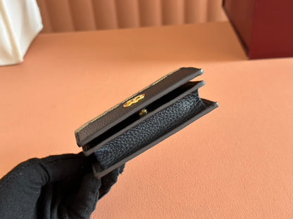 Gucci Marmont Wallet Ebony Blue Black Canvas Leather 250958