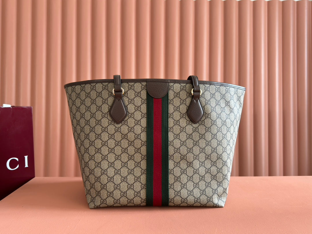 Gucci Ophidia 31cm Bag Ebony Brown Canvas 255280