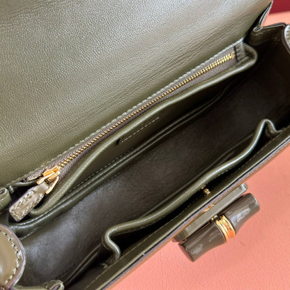Gucci Bamboo Diva Bag Dark Green Leather 255007