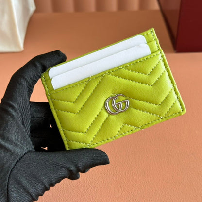 Gucci Marmont Card Wallet Lime Green Calfskin 254956