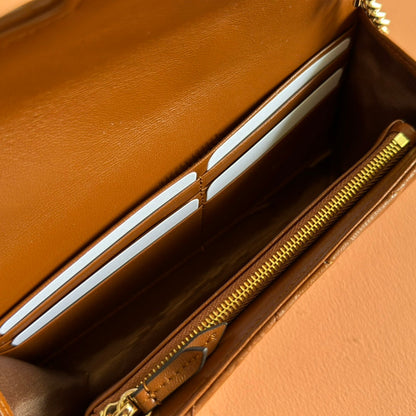 Gucci Marmont Chain Wallet Brown Cowhide 254969