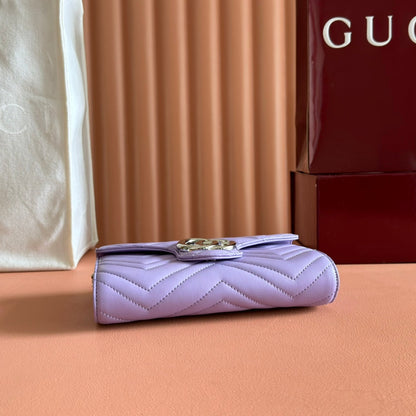 Gucci Marmont Chain Wallet Purple  Cowhide 254971