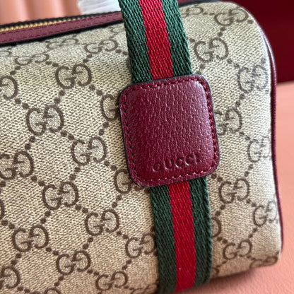 Gucci Boston Bag 20 Beige Brown Denim Fabric 271896