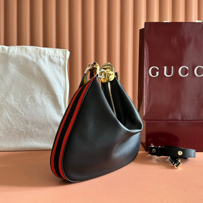 GG 2025 Attache Shoulder Bag Black Calfskin Canvas 273666