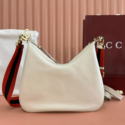 GG 2025 Attache Shoulder Bag 35cm White Calfskin Canvas 273671